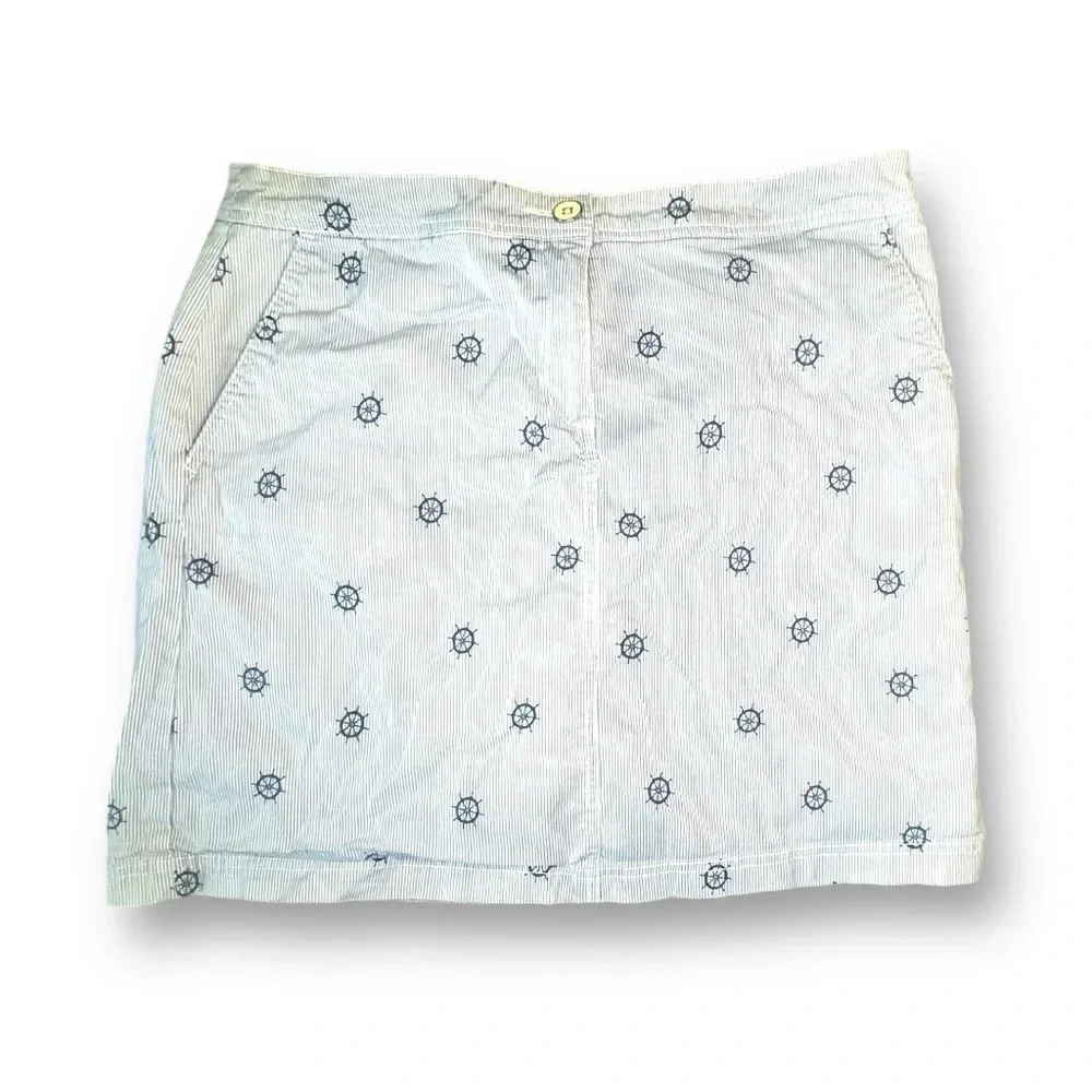 Karen Scott Nautical stripped Print Skort, Coastal Old Money Country Club Skirt - Picture 2 of 8
